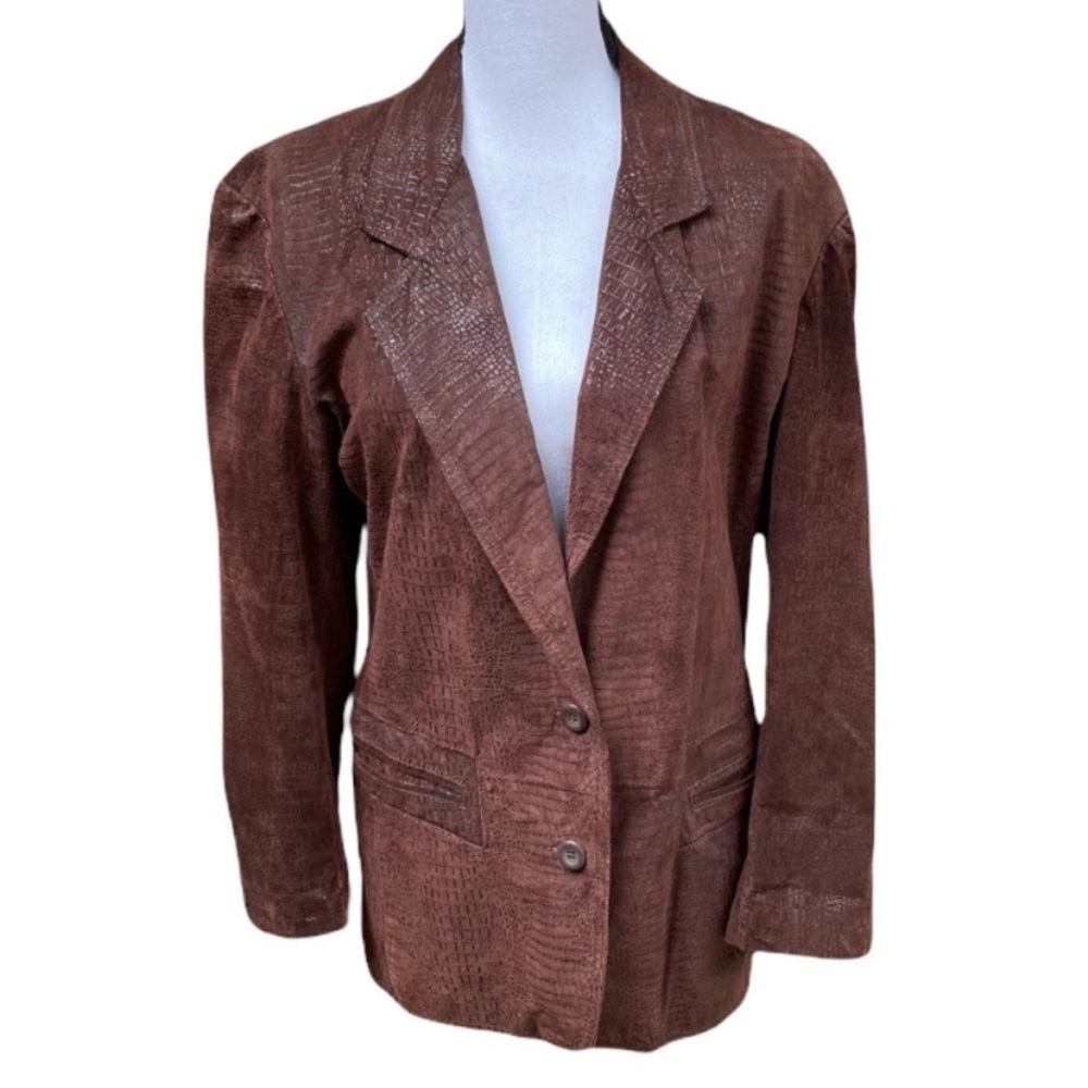 Leather Blazer Jacket Brown Size Small